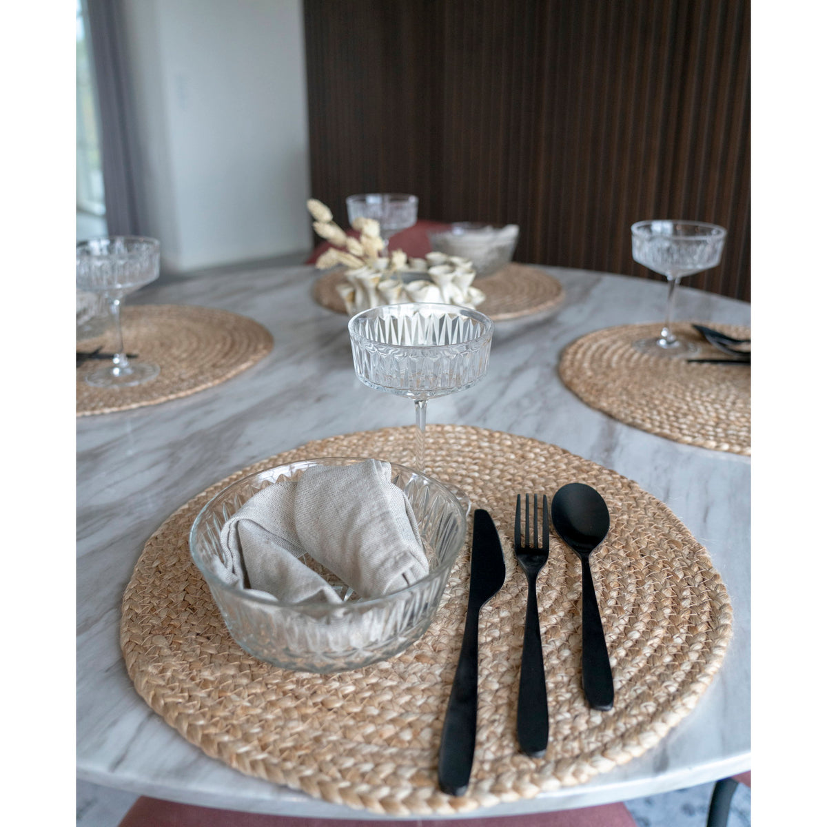 Bombay placemat, set van 4 - placemat van gevlochten jute, naturel ø38 cm, set van 4