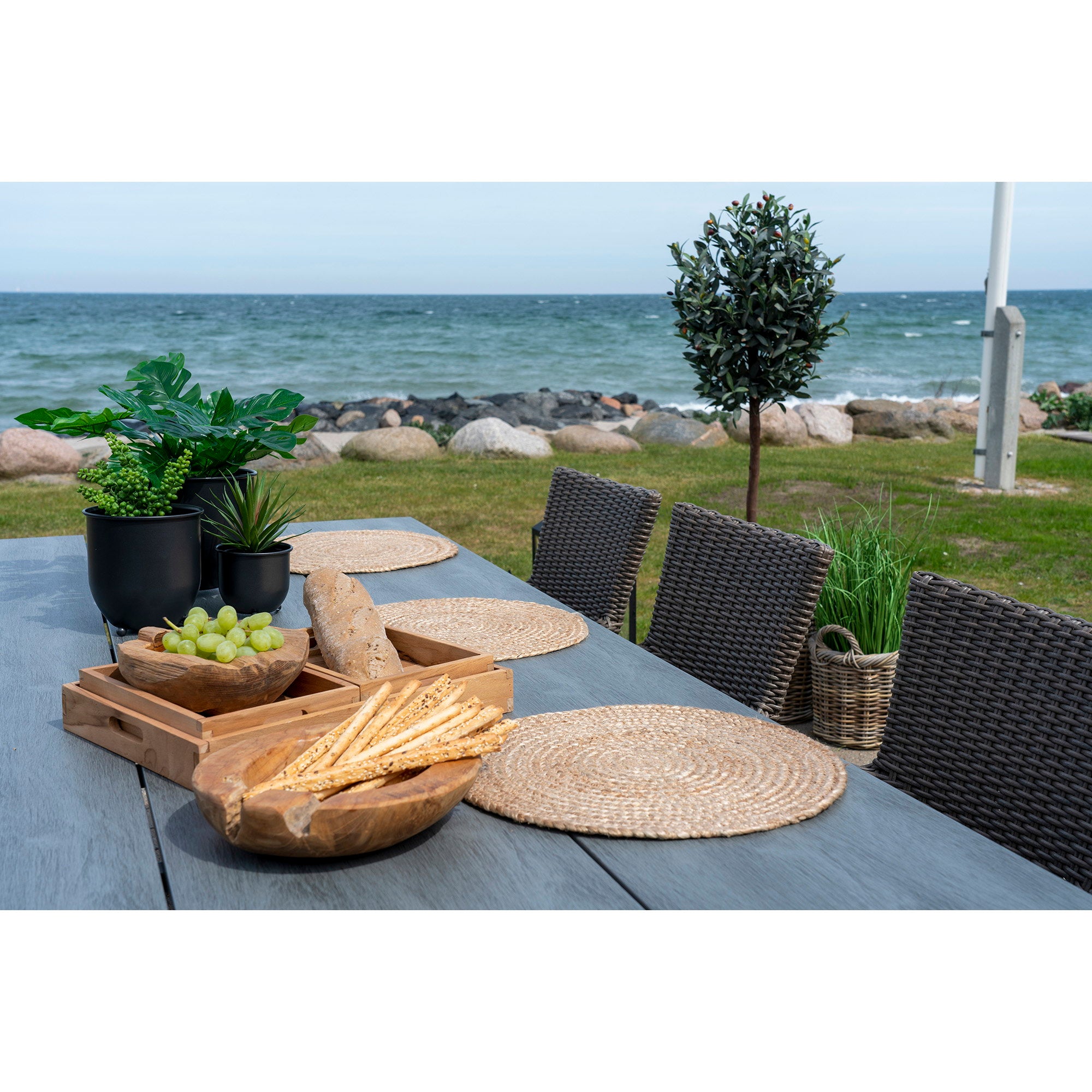 Bombay placemat, set van 4 - placemat van gevlochten jute, naturel ø38 cm, set van 4