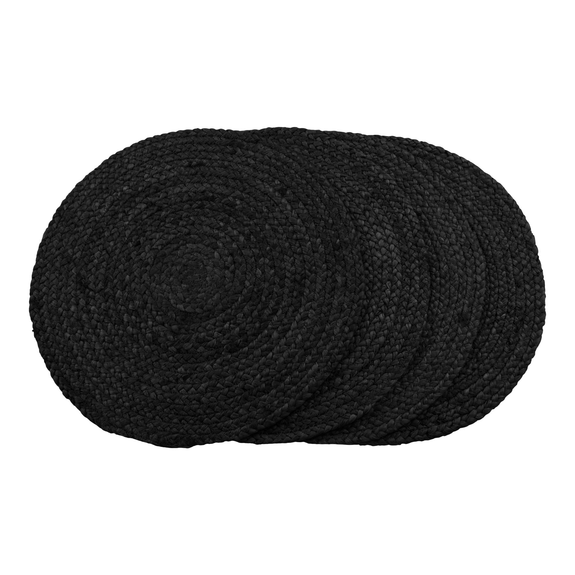 Bombay Placemat, set van 4 - Placemat van gevlochten jute, donkergrijs, Ø38 cm, set van 4