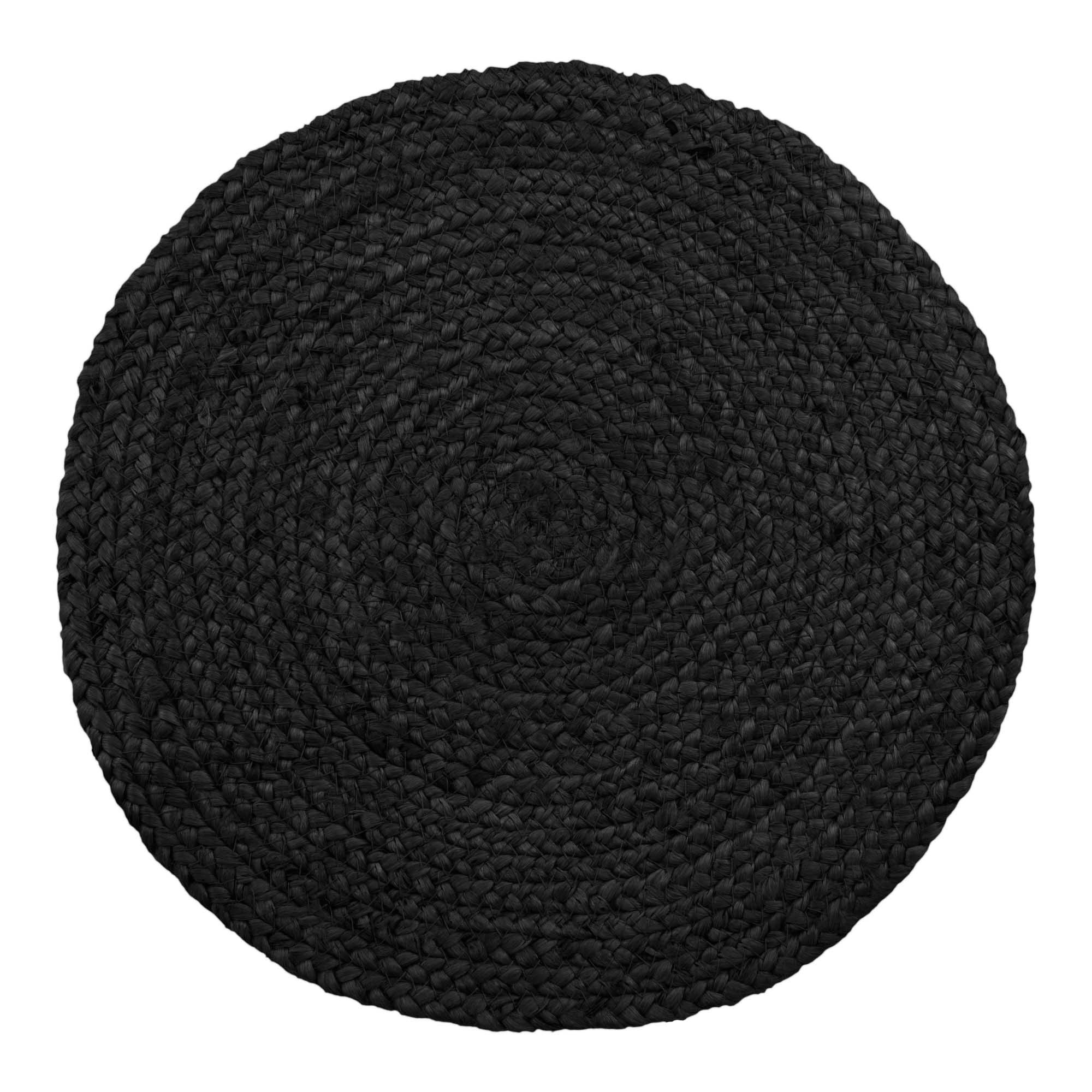 Bombay Placemat, set van 4 - Placemat van gevlochten jute, donkergrijs, Ø38 cm, set van 4