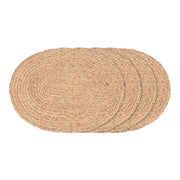 Bombay Placemat - Placemat van gevlochten jute, naturel, ovaal 35x45 cm, set van 4