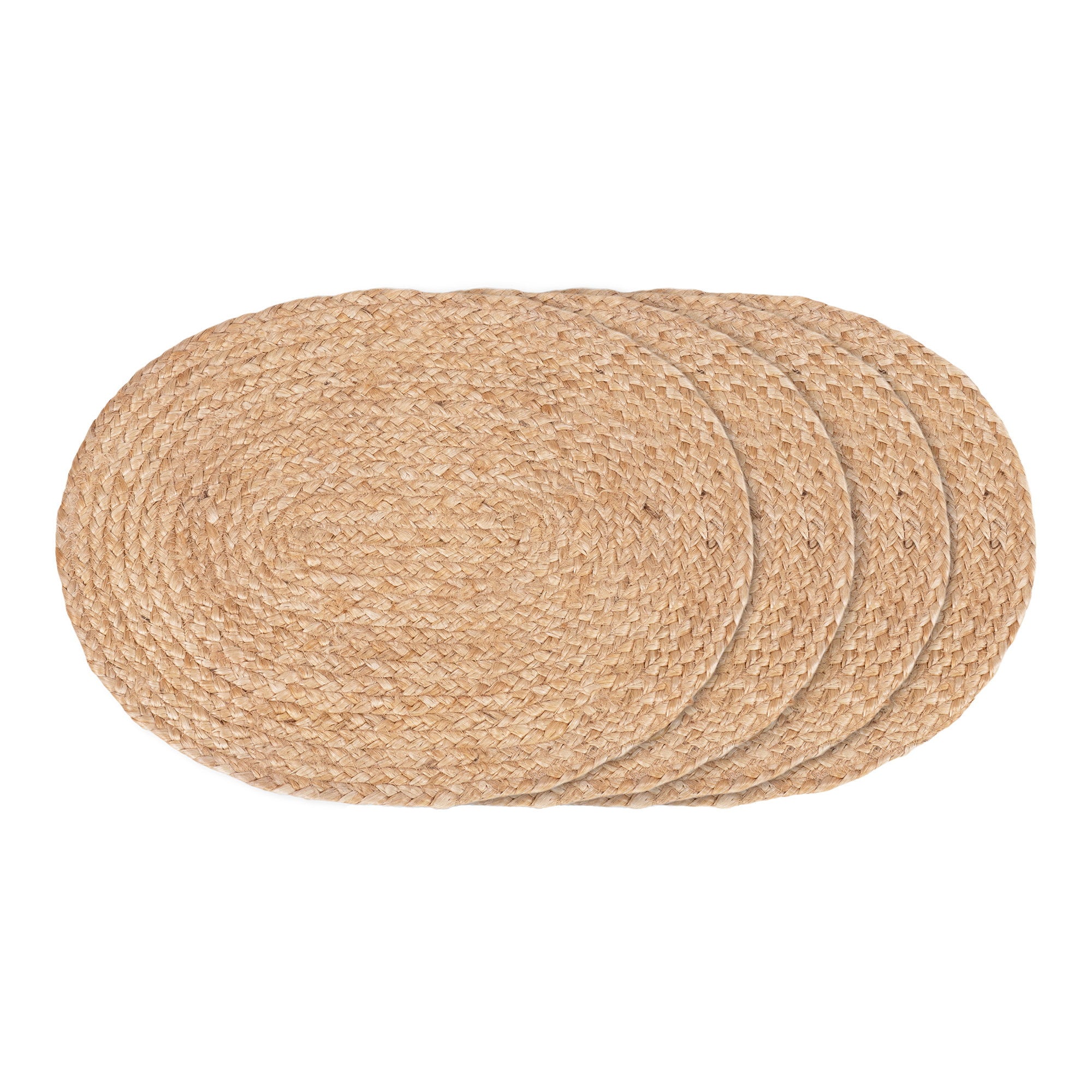 Bombay Placemat - Placemat van gevlochten jute, naturel, ovaal 35x45 cm, set van 4