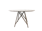 Coral ronde eettafel van marmer en geborsteld roestvrij staal