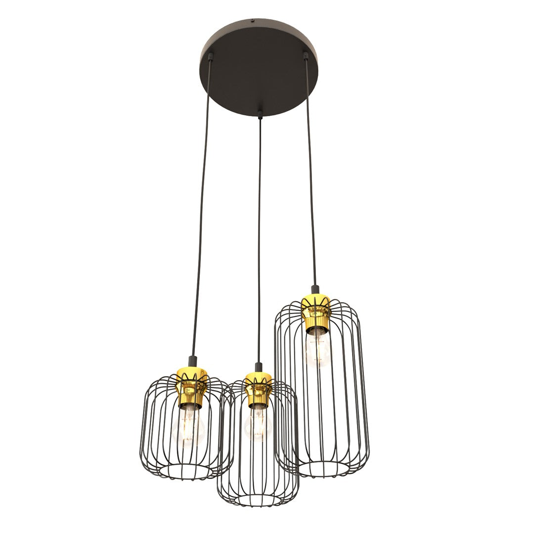 Hanglamp - VANDER 3 PREM ZWART/GOUD