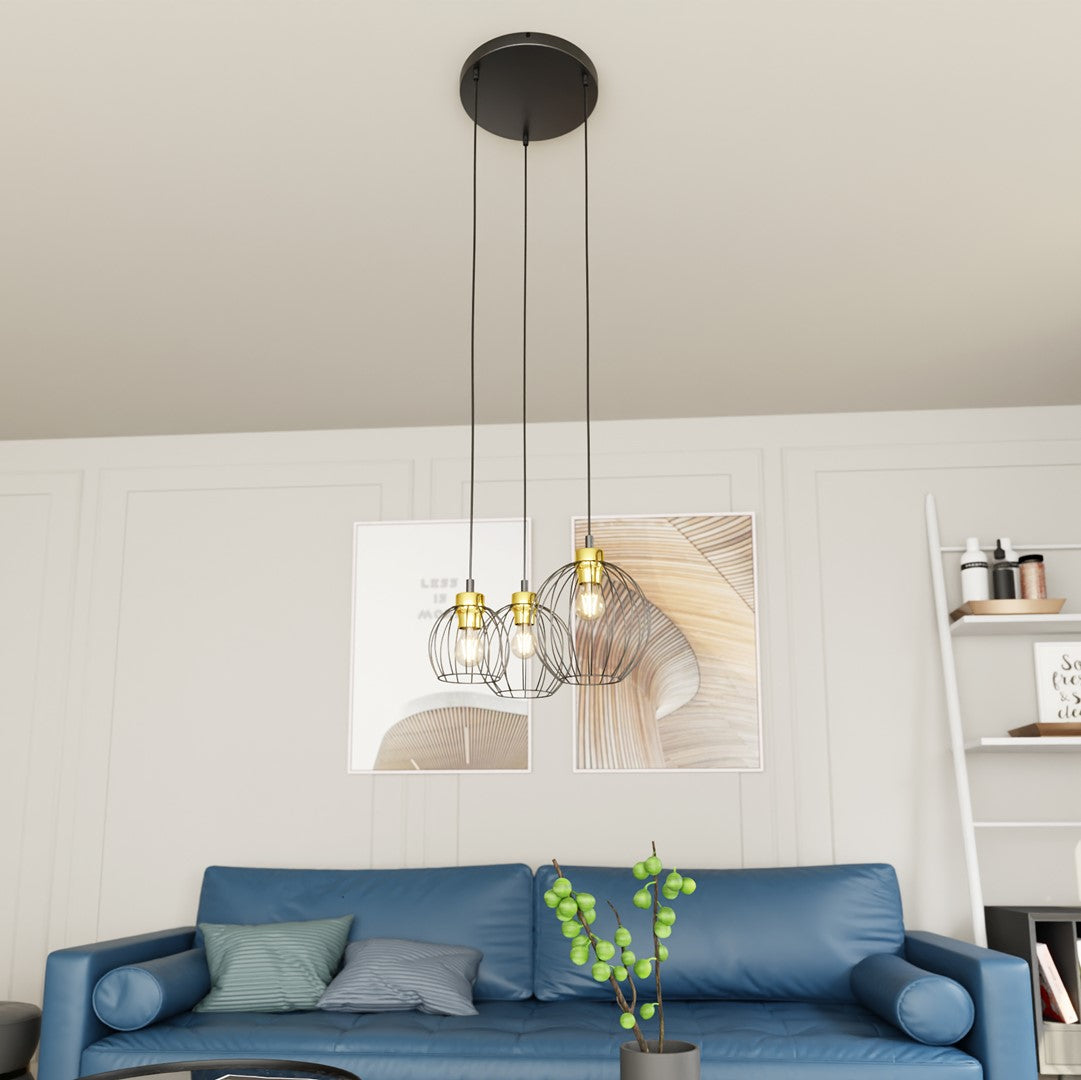 Hanglamp - NANDO 3PREM BL GOUD