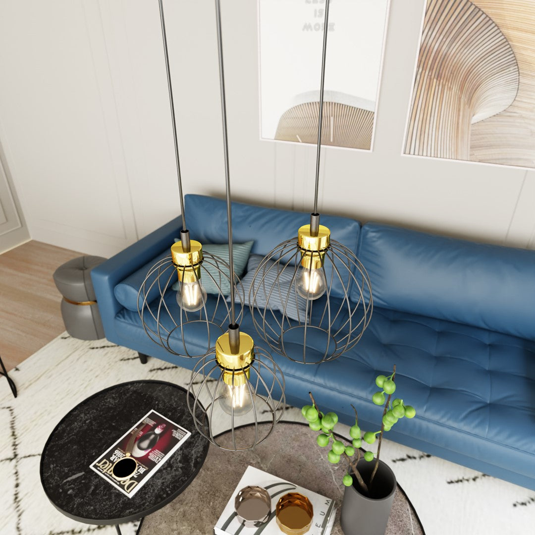 Hanglamp - NANDO 3PREM BL GOUD