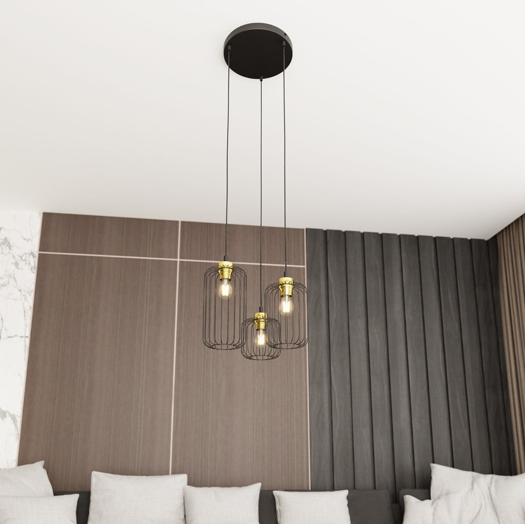 Hanglamp - VANDER 3 PREM ZWART/GOUD