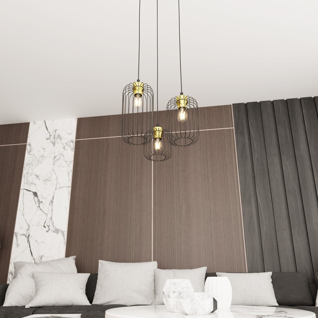 Hanglamp - VANDER 3 PREM ZWART/GOUD