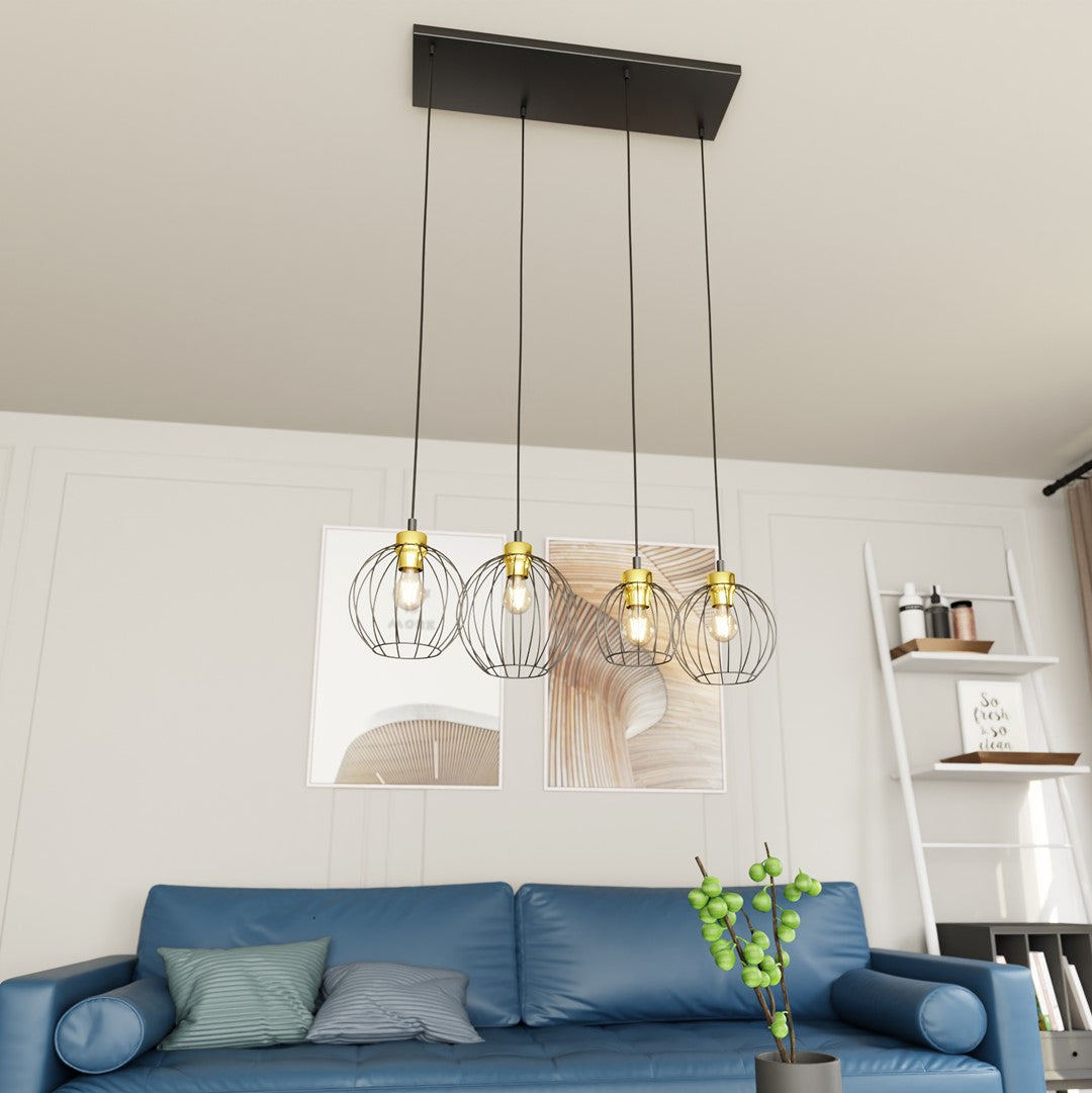 Hanglamp - NANDO 4 BL GOUD