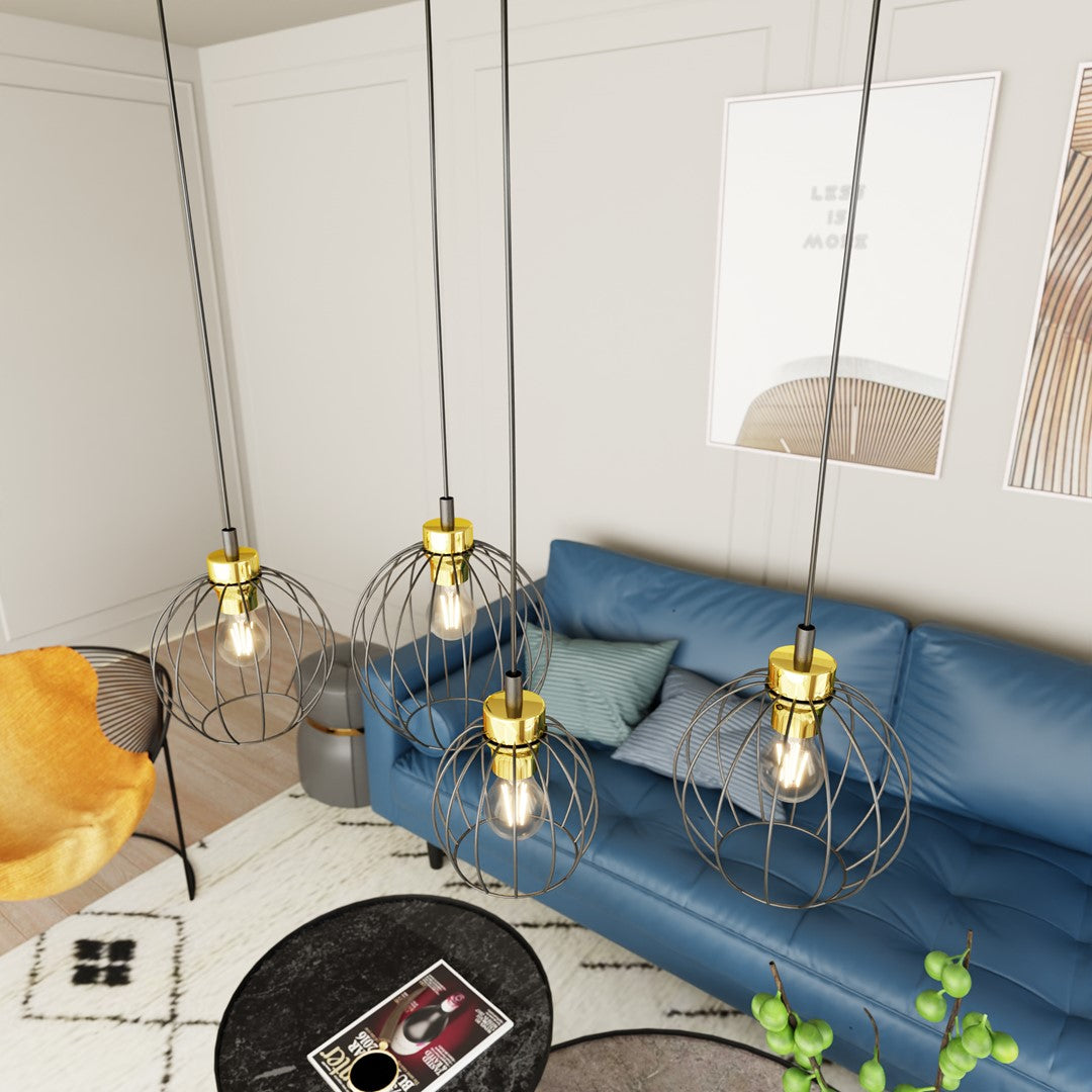 Hanglamp - NANDO 4 BL GOUD