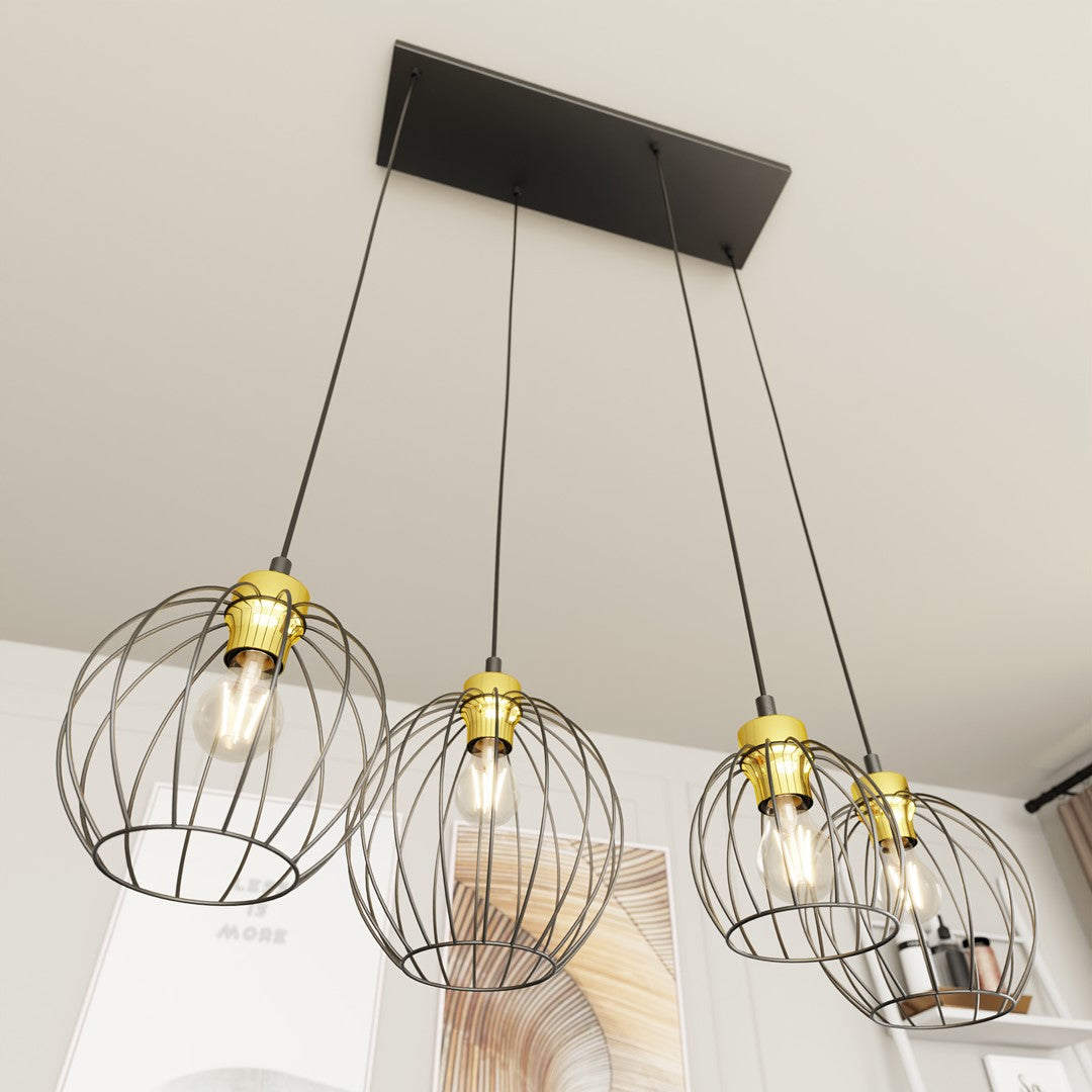 Hanglamp - NANDO 4 BL GOUD