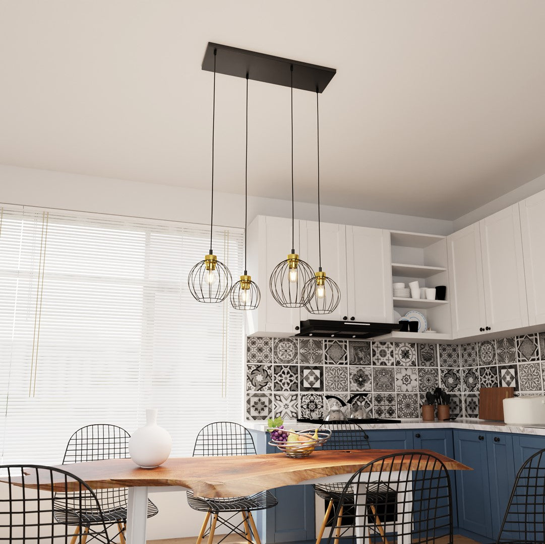 Hanglamp - NANDO 4 BL GOUD