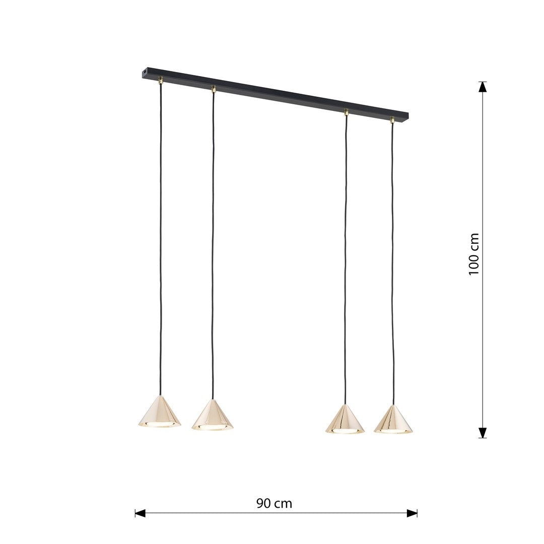 Hanglamp - ELIT 4 BL GOUD