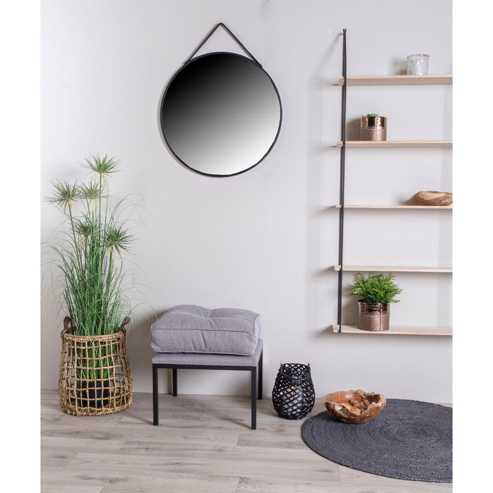 Trapani Spiegel - Spiegel, staal/kunstleer, zwart ø60 cm
