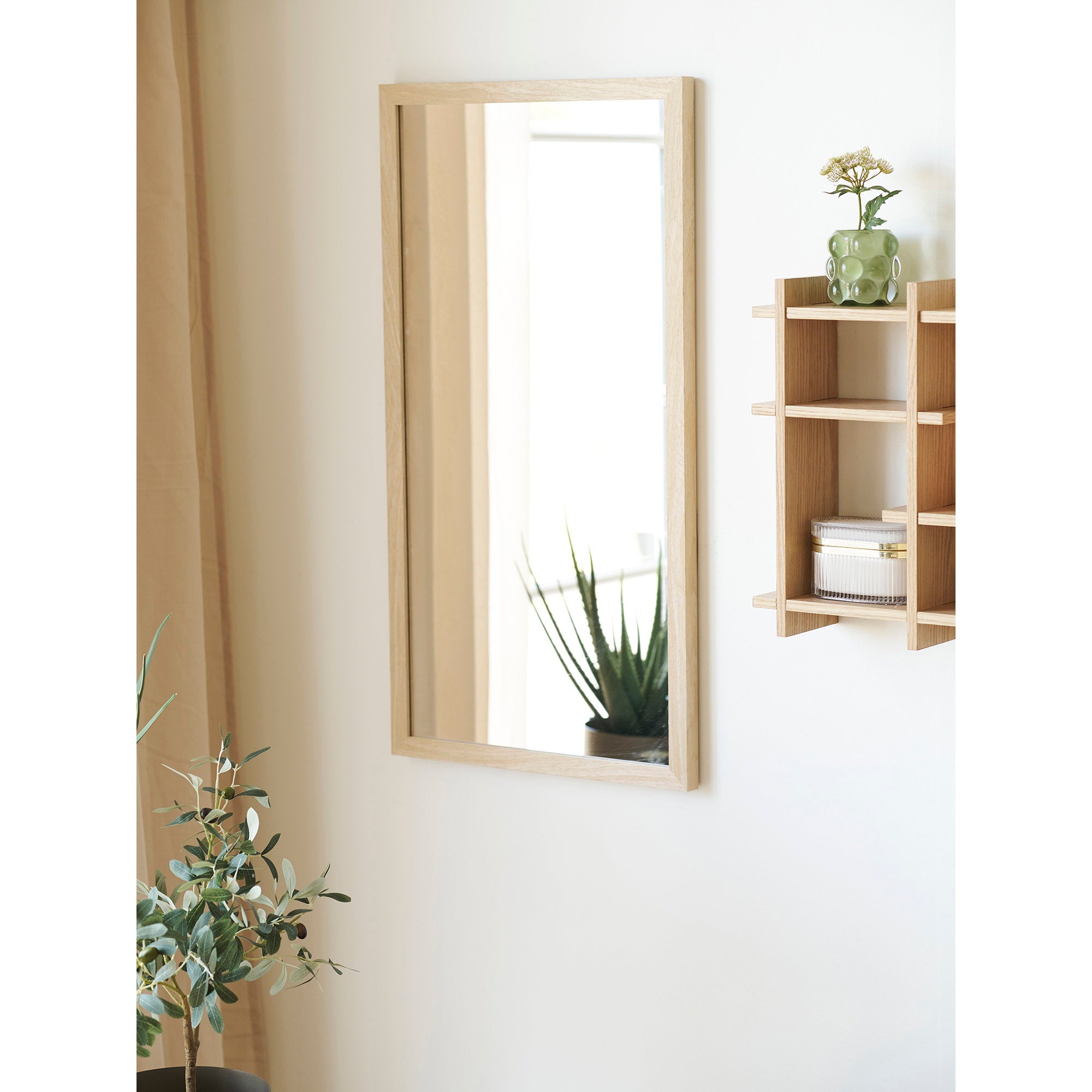 Scottsdale Wandspiegel - Wandspiegel, houten lijst, naturel 45x75 cm