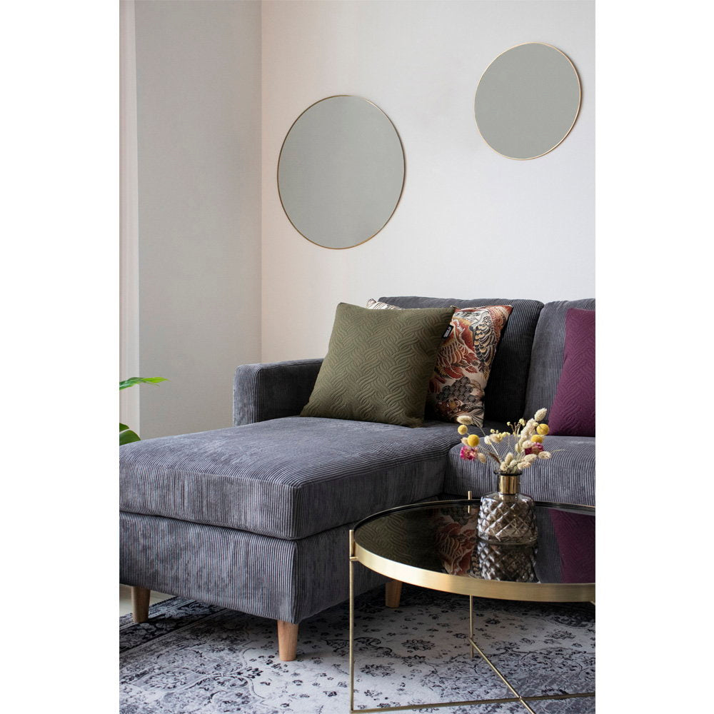 Jersey Spiegel - Spiegel, staal, messinglook ø40 cm