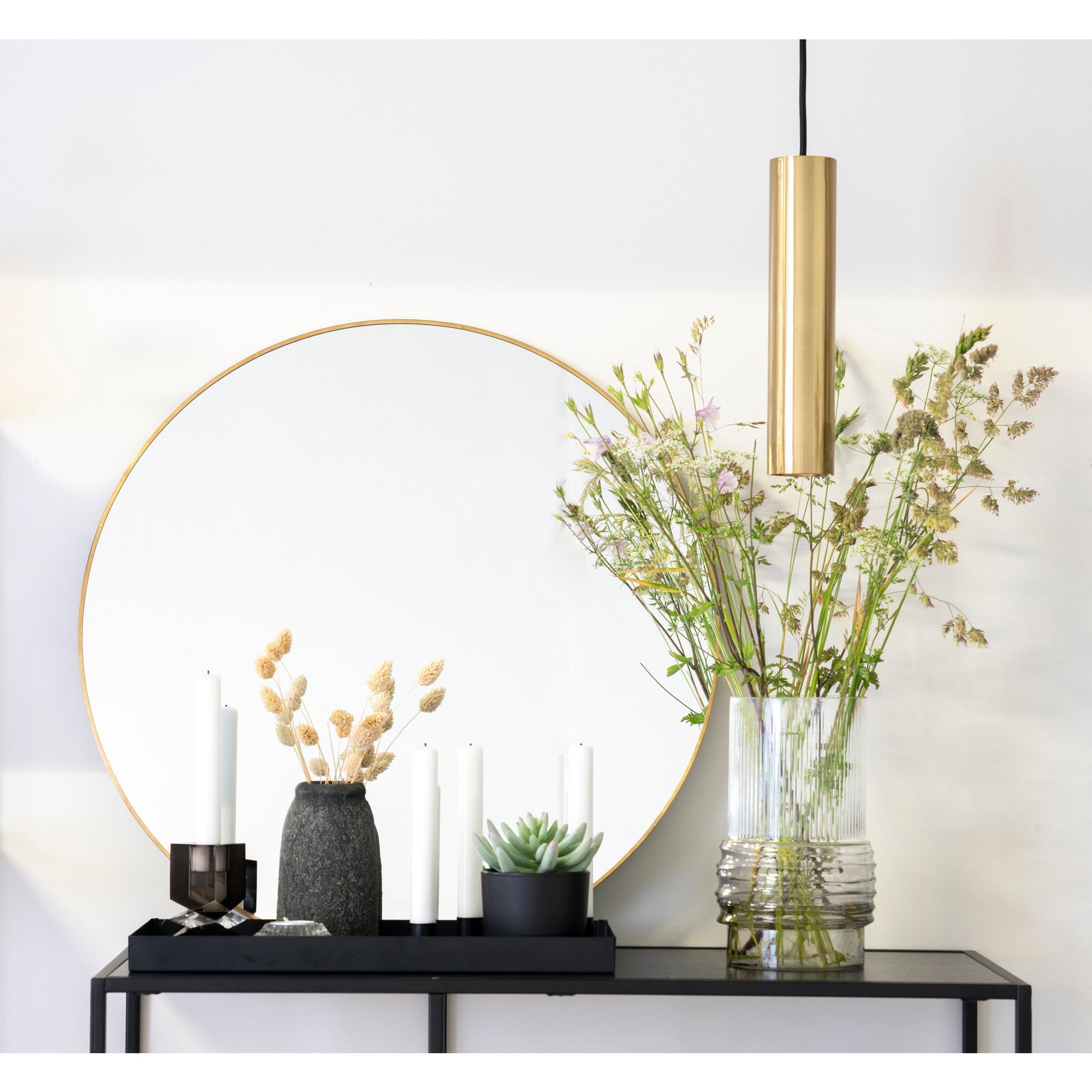 Jersey Mirror - Spiegel, staal, messinglook ø60 cm