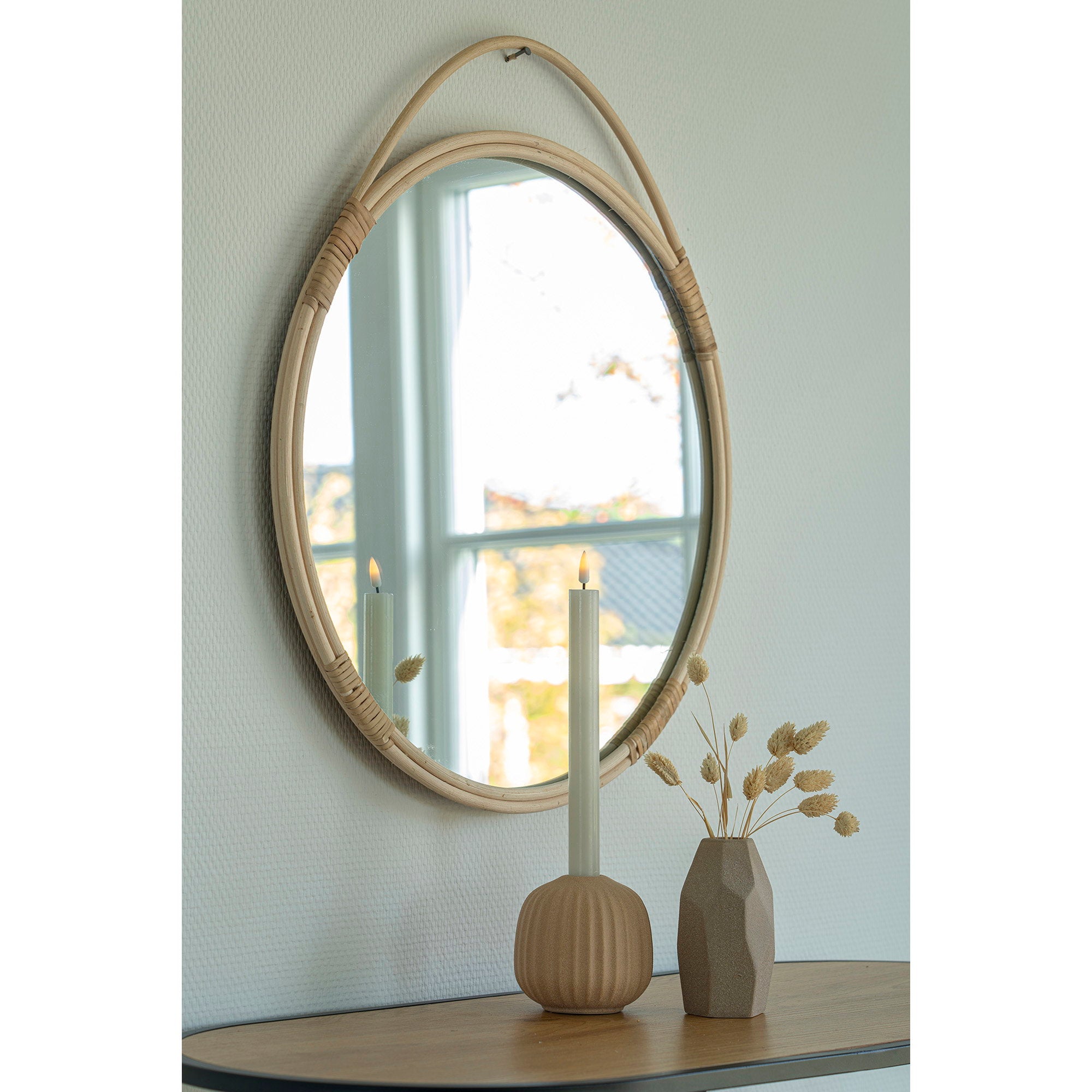 Malo Spiegel - Spiegel, rotan, naturel ø50 cm