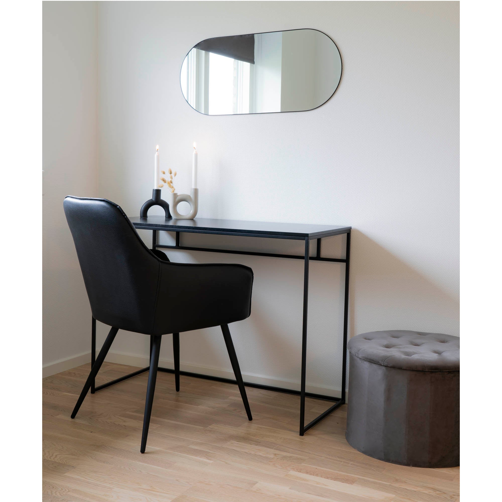 Jersey Spiegel - Spiegel, staal, zwart 35x80 cm