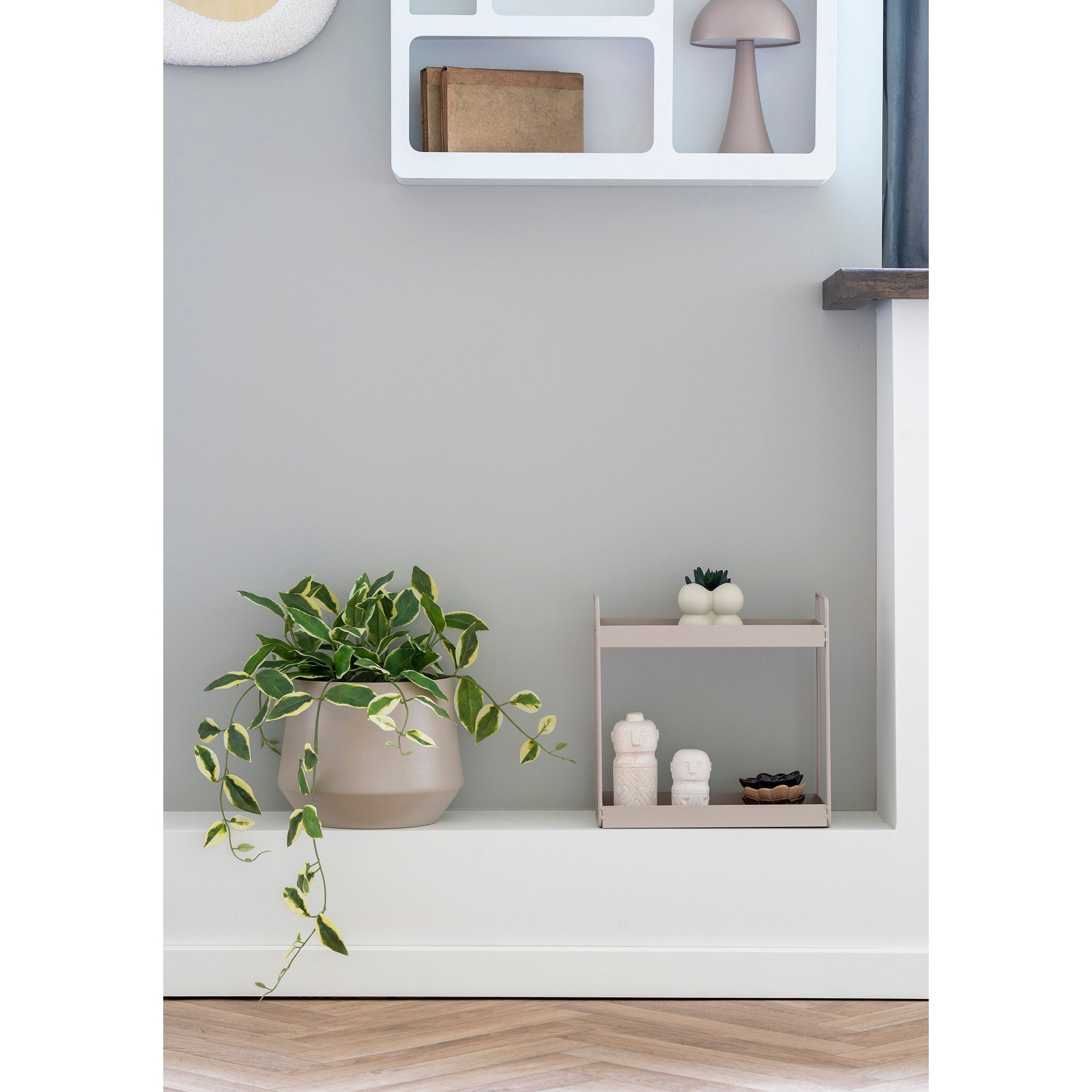 Rabo Staande Dubbele Plank - Staande dubbele plank, staal, zandkleurig, 2 planken 30x15x31 cm