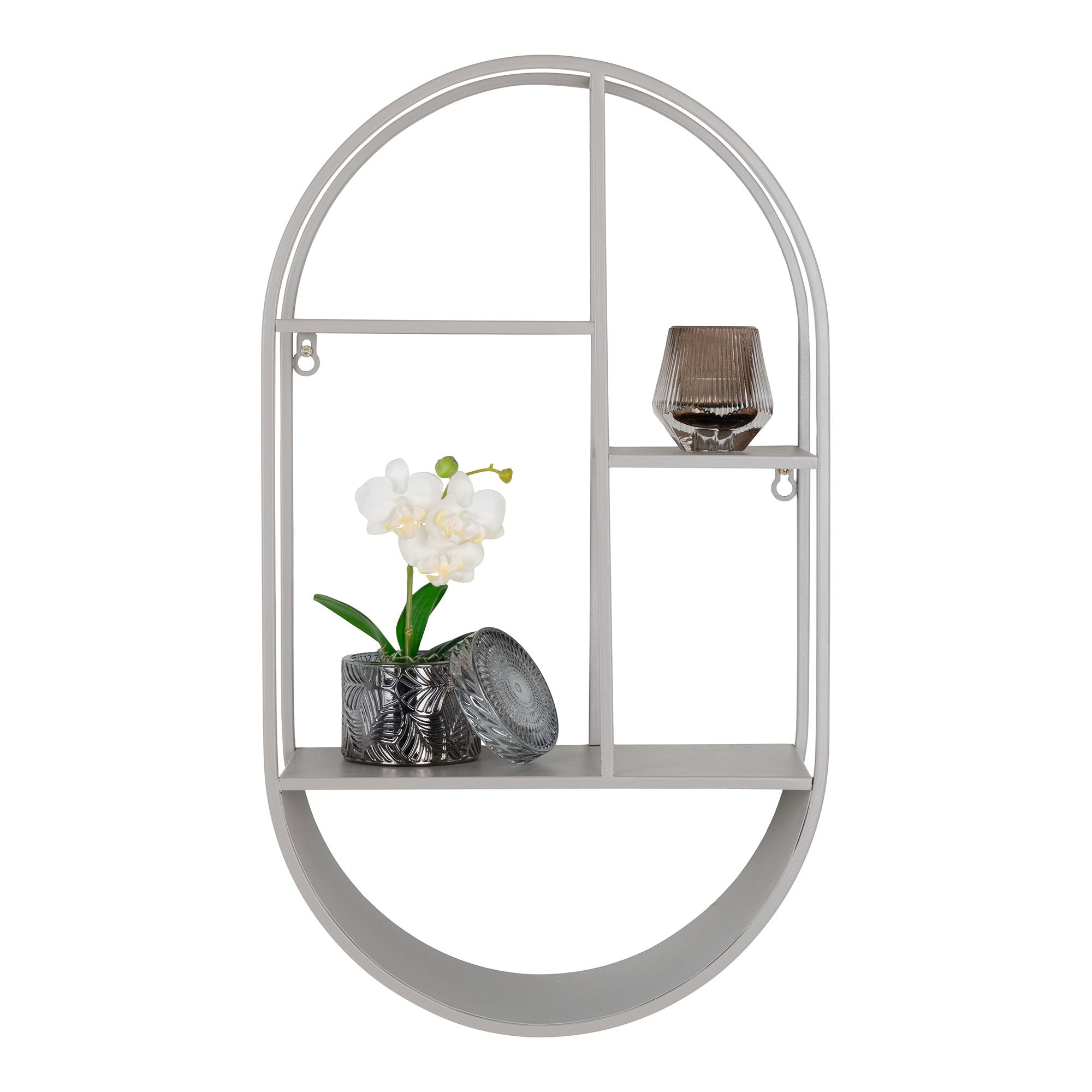 Feira Wandplank - Wandplank, ovaal, staal, koelgrijs 35x15x60 cm