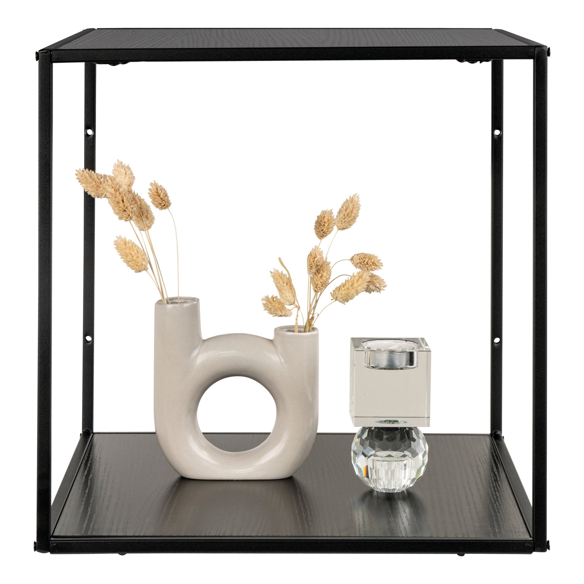 Vita Wallshelf - wandplank, zwart, zwart frame 36x36x36 cm