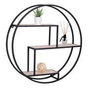 Rotterdam Wandplank - Wandplank, houten planken, zwart frame ø62x14 cm