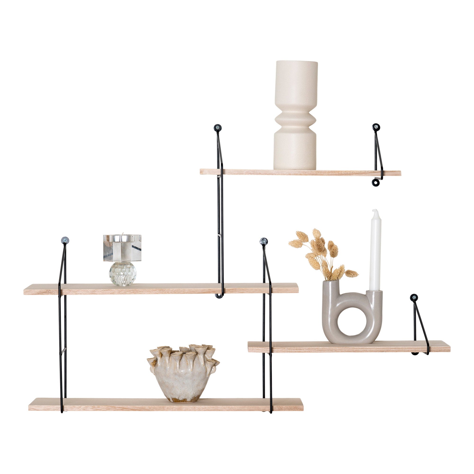 Harlem Wandrek - Wandrek, 4 houten planken, zwart frame 99x17,5x62 cm