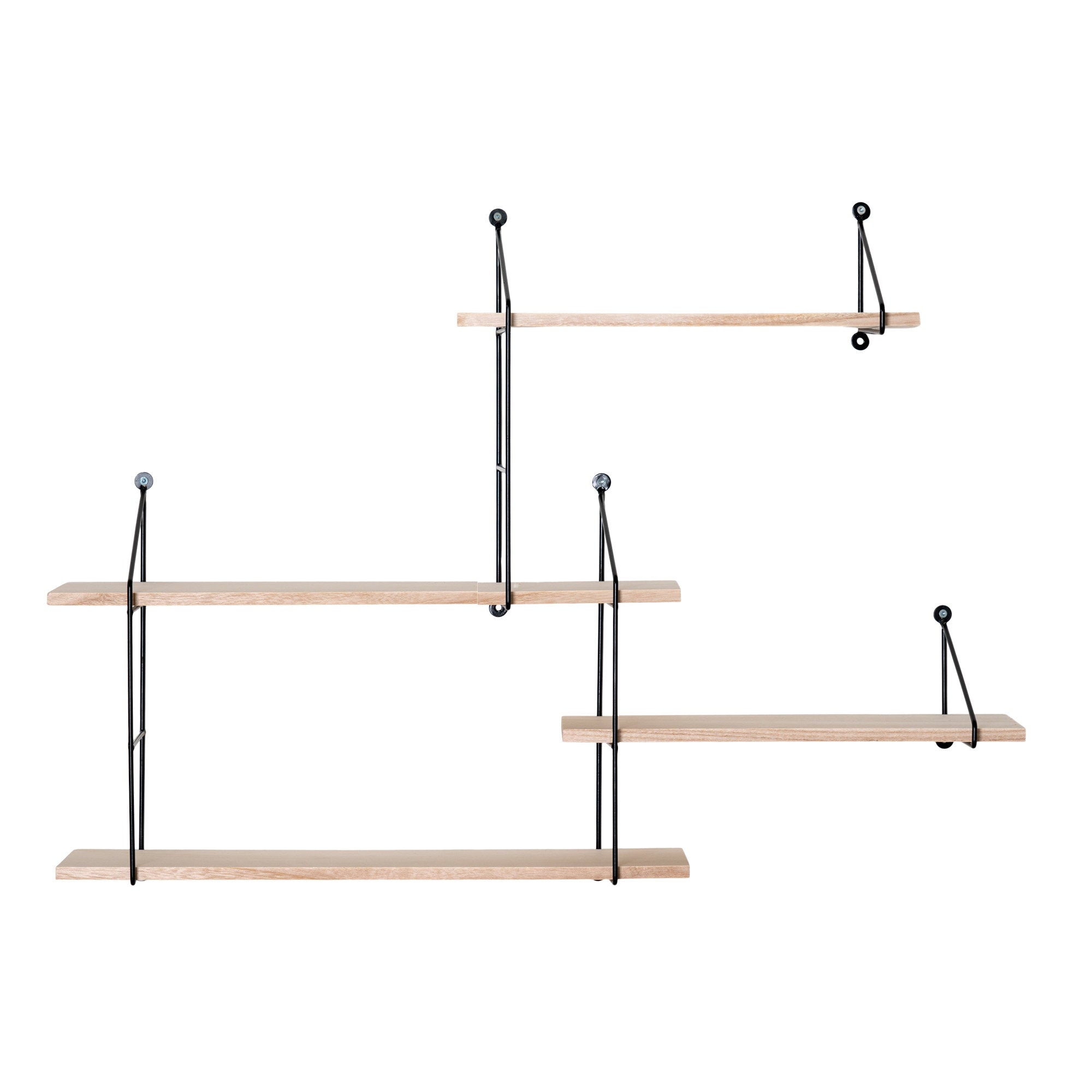 Harlem Wandrek - Wandrek, 4 houten planken, zwart frame 99x17,5x62 cm