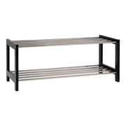 Padova Schoenenrek - Schoenenrek, hout/staal, 2 planken, zwart 78x34 cm