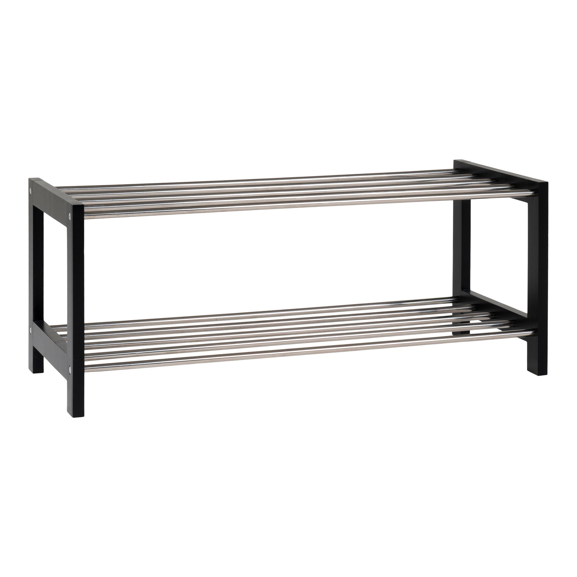 Padova Schoenenrek - Schoenenrek, hout/staal, 2 planken, zwart 78x34 cm