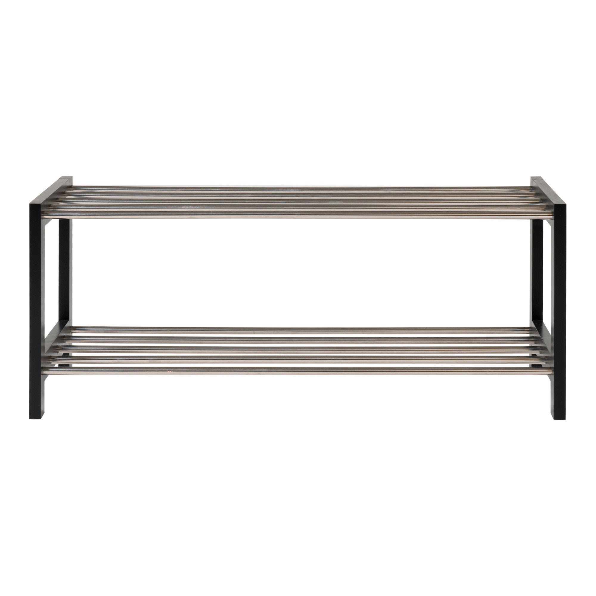 Padova Schoenenrek - Schoenenrek, hout/staal, 2 planken, zwart 78x34 cm