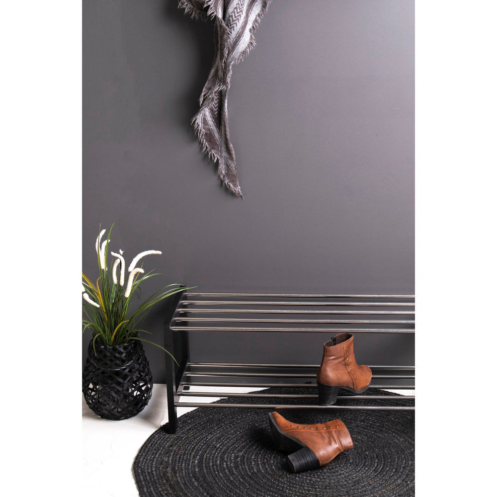 Padova Schoenenrek - Schoenenrek, hout/staal, 2 planken, zwart 78x34 cm