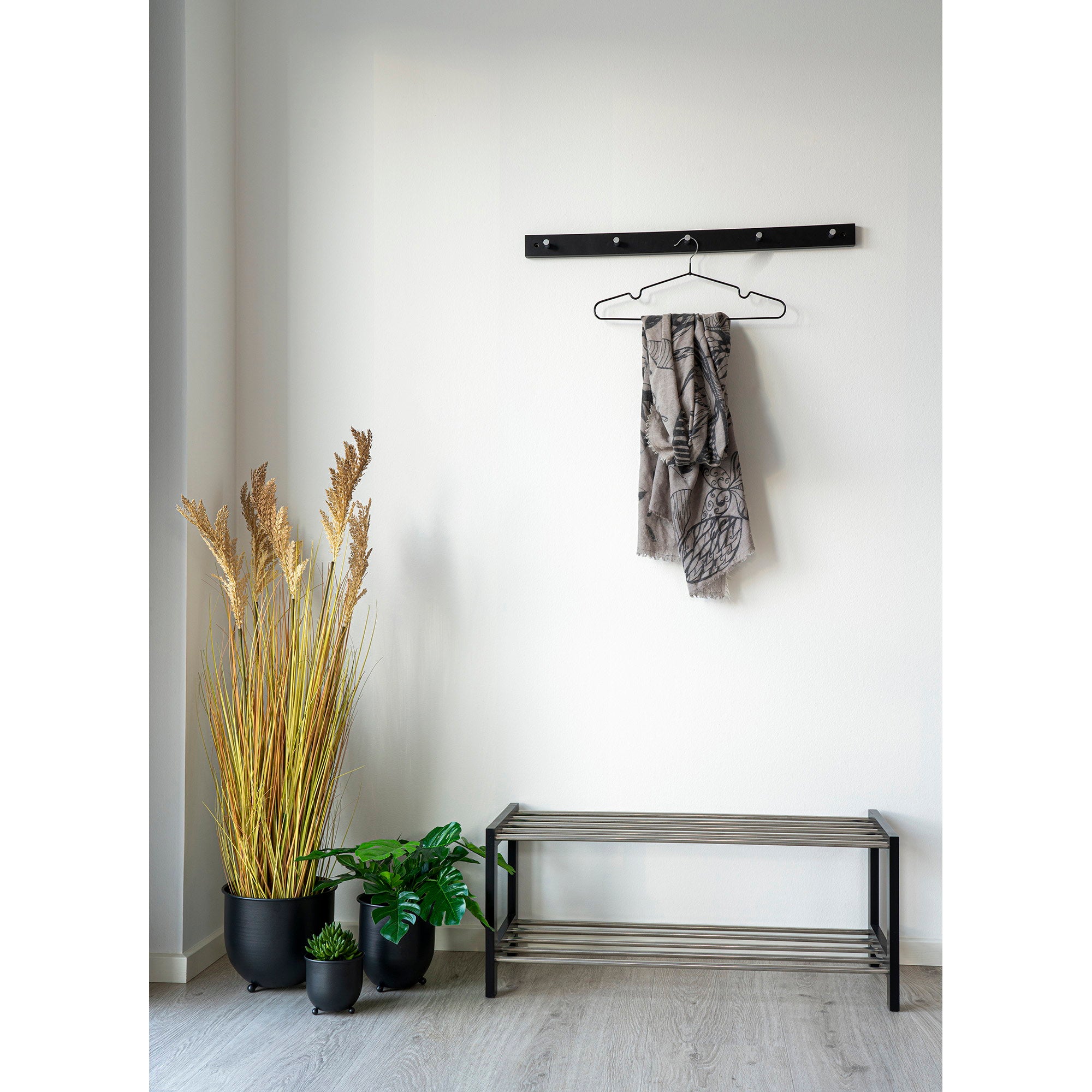 Padova Schoenenrek - Schoenenrek, hout/staal, 2 planken, zwart 78x34 cm