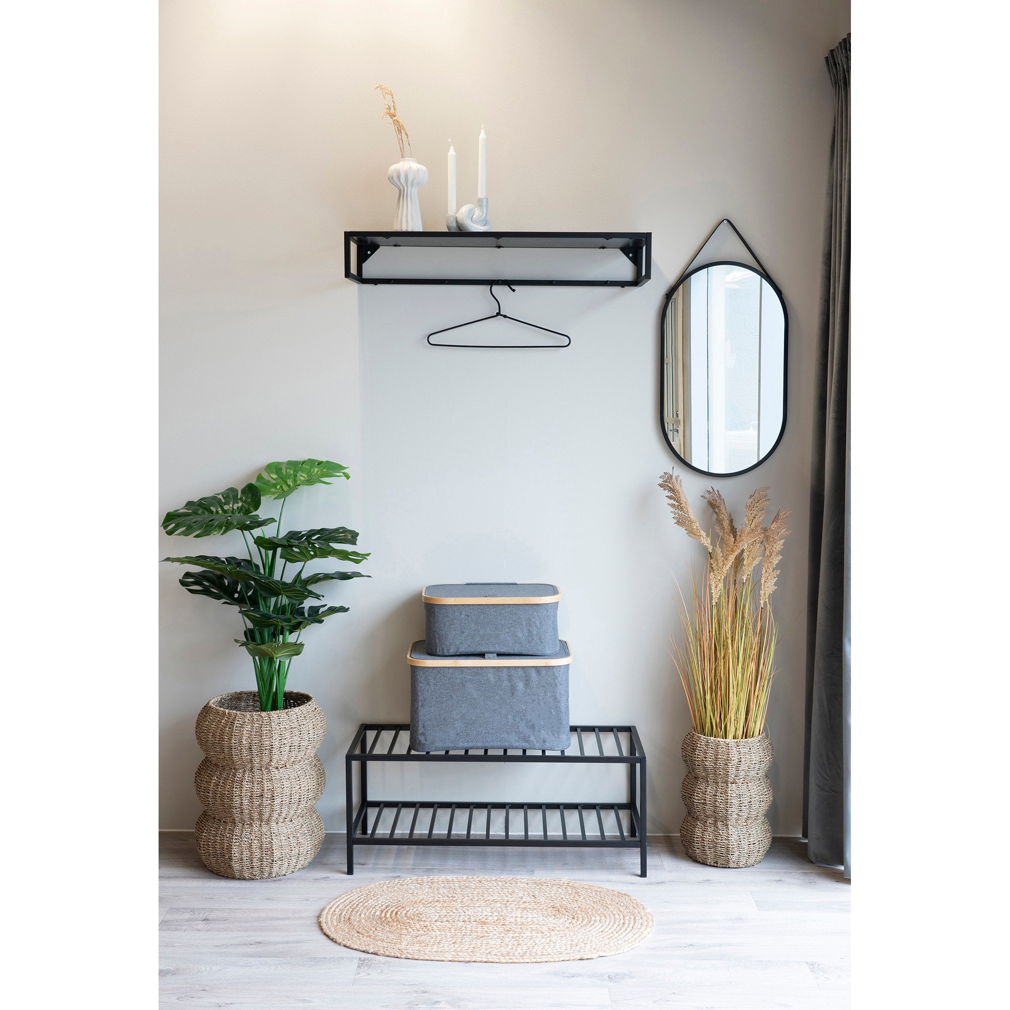 Vita schoenenrek - Schoenenrek, 2 planken, zwart stalen frame 79x34 cm