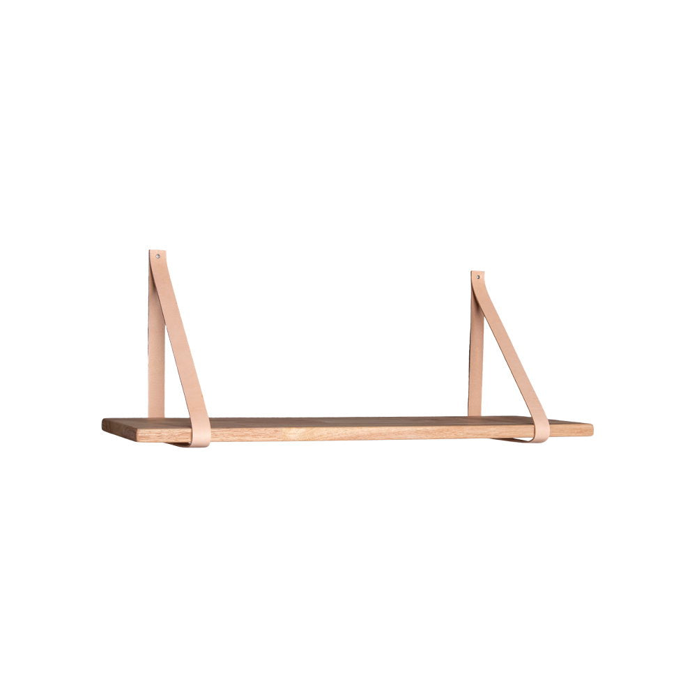 Forno Shelf - plank, naturel, met bruine leren riemen 80x20 cm