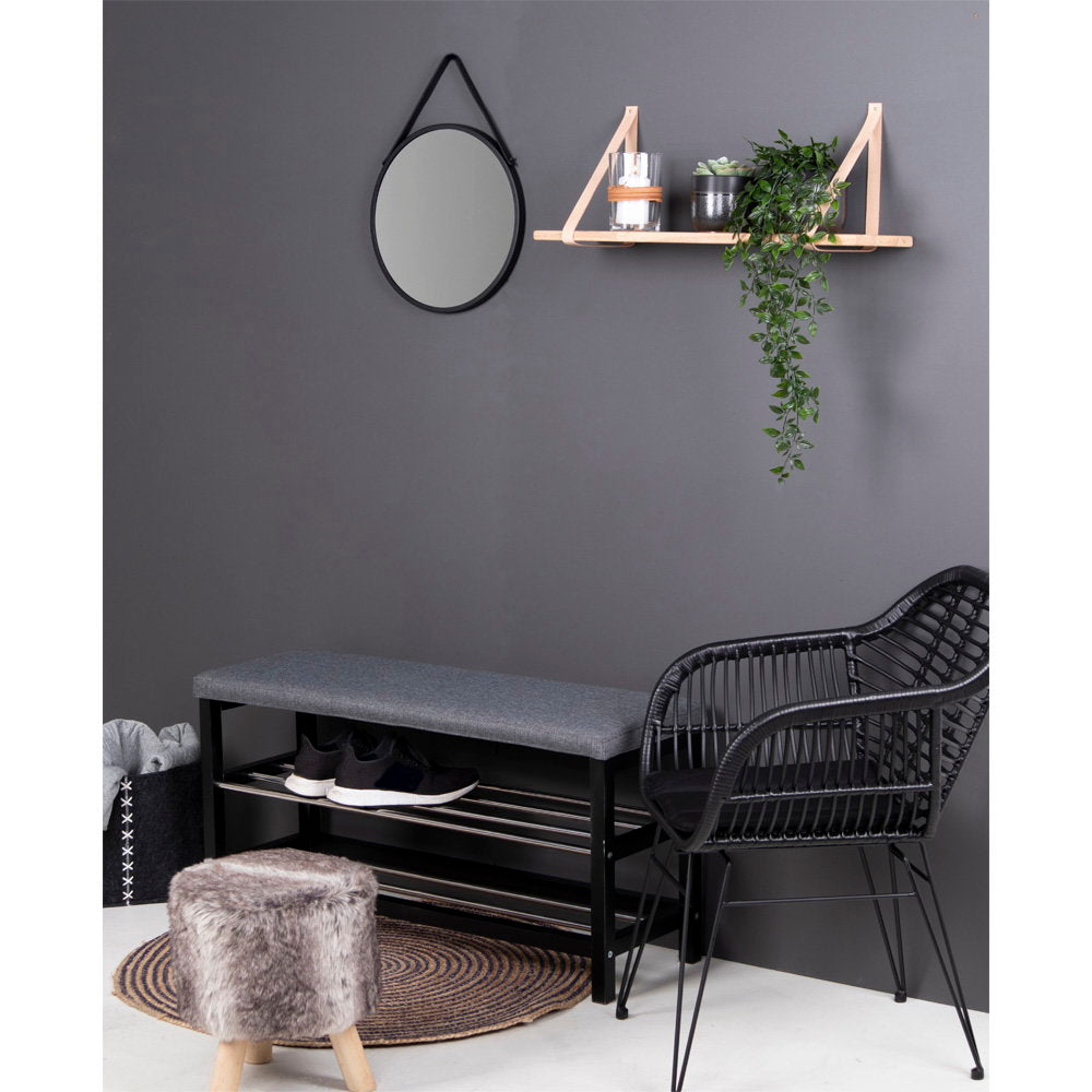 Forno Shelf - Plank, naturel, bruine leren riemen 120x20 cm