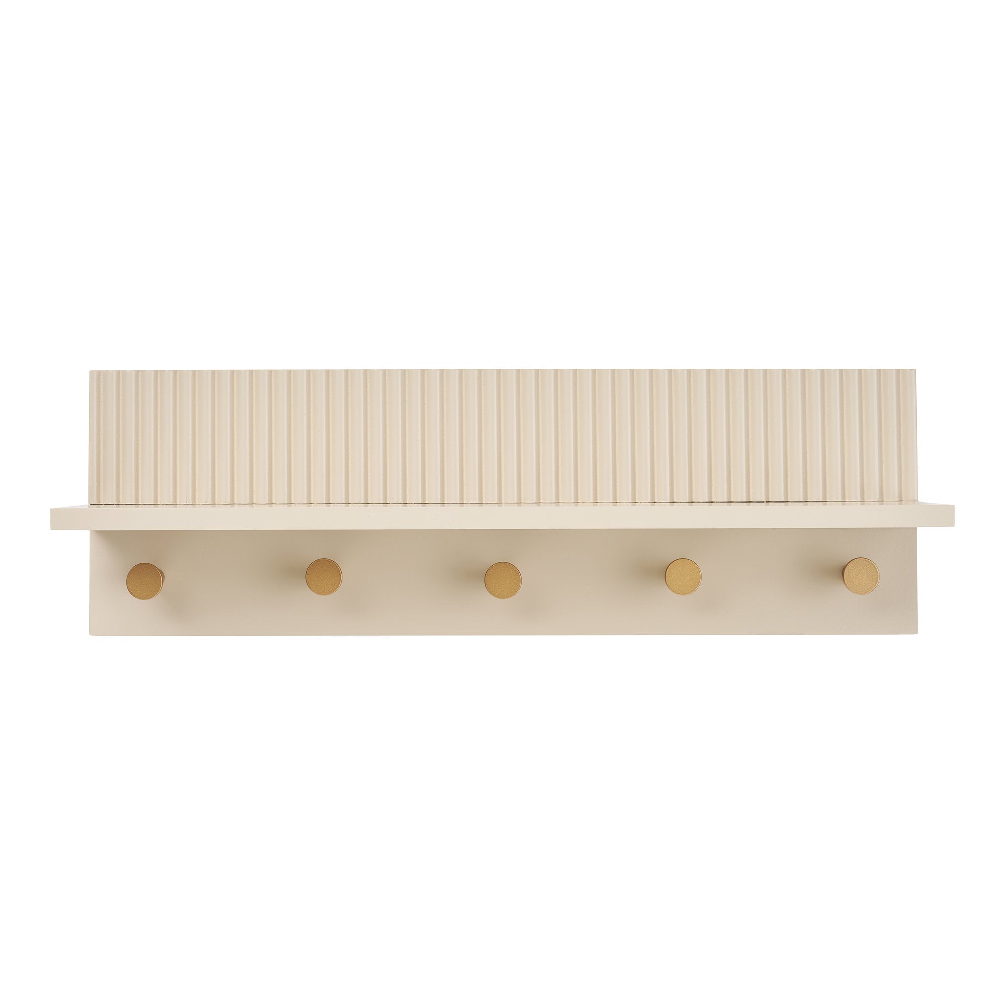 Rocca wandplank met haken - Wandplank met haken, beige 50x12x16 cm