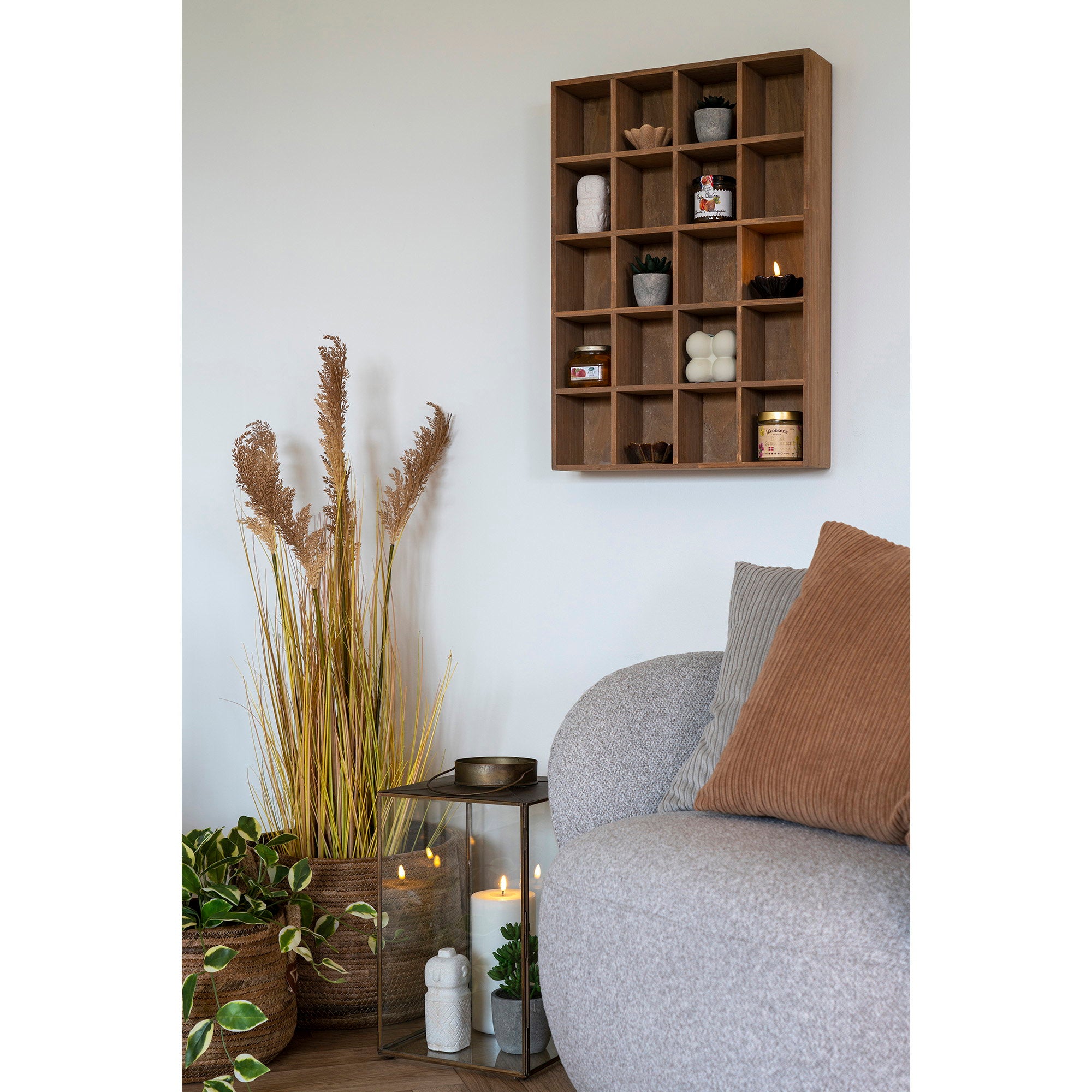 Moss Wandplank - Grenenhouten wandplank, naturel 44x10x63 cm