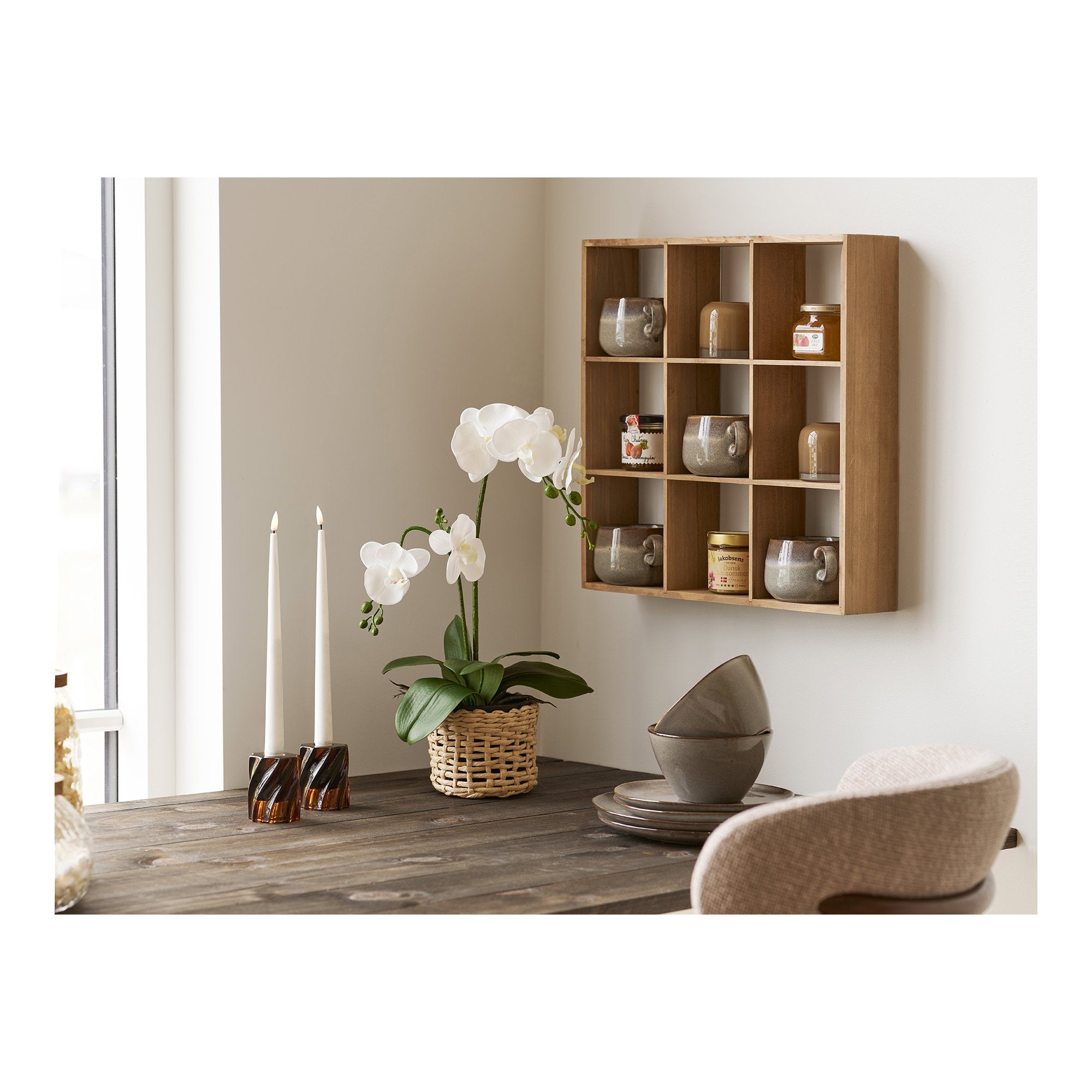 Mos Wandplank - Wandplank, grenenhout, naturel 46x10x46 cm