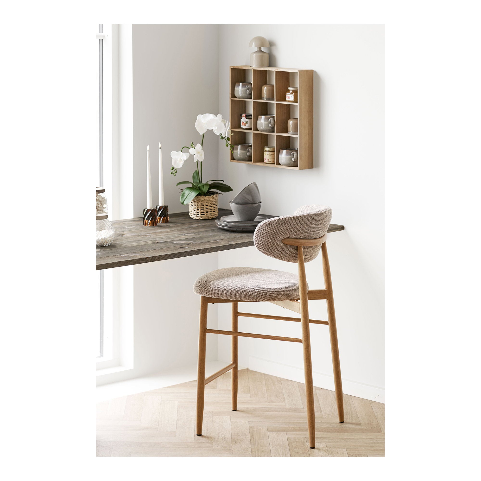 Mos Wandplank - Wandplank, grenenhout, naturel 46x10x46 cm