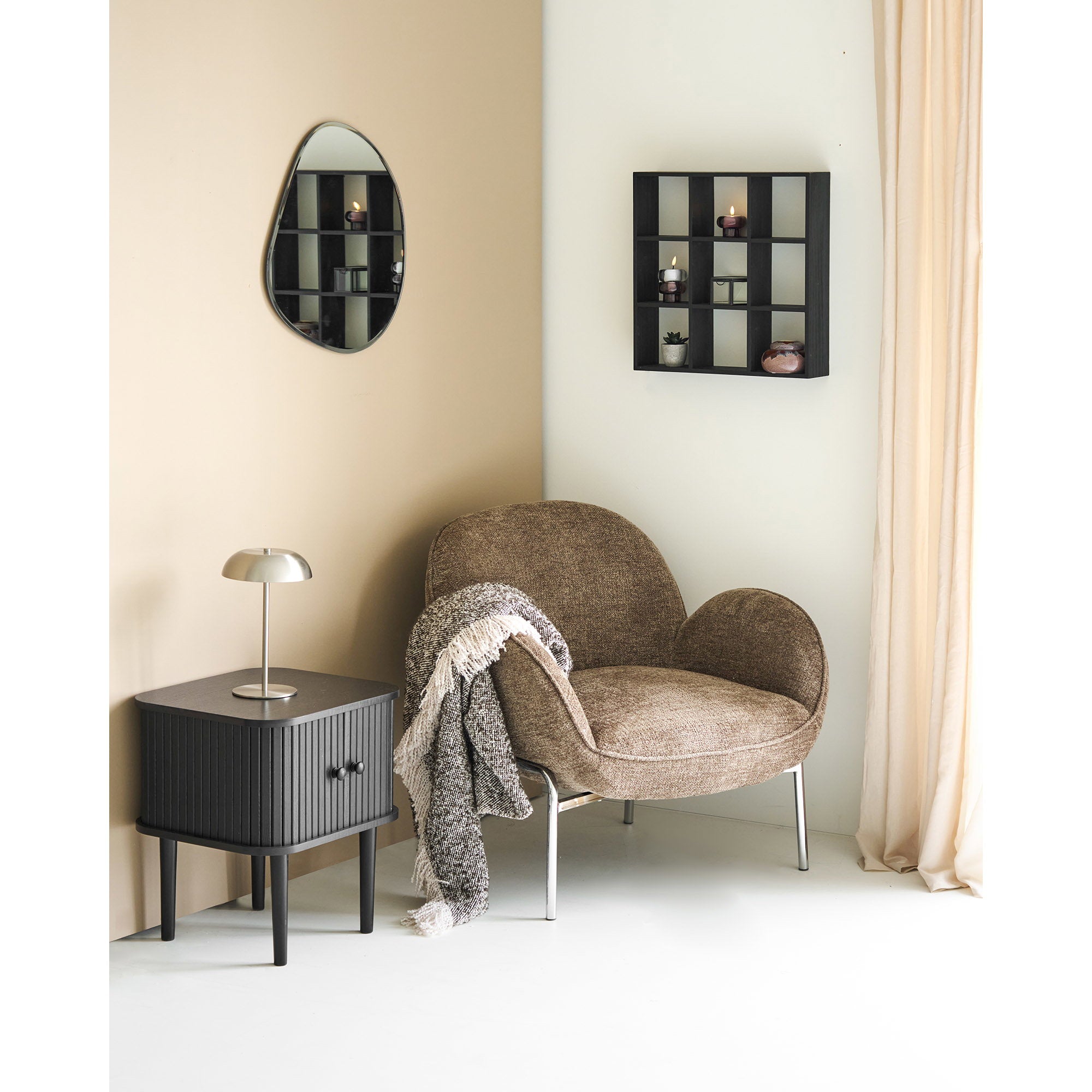 Moss Wandplank - Wandplank, grenenhout, zwart 46x10x46 cm