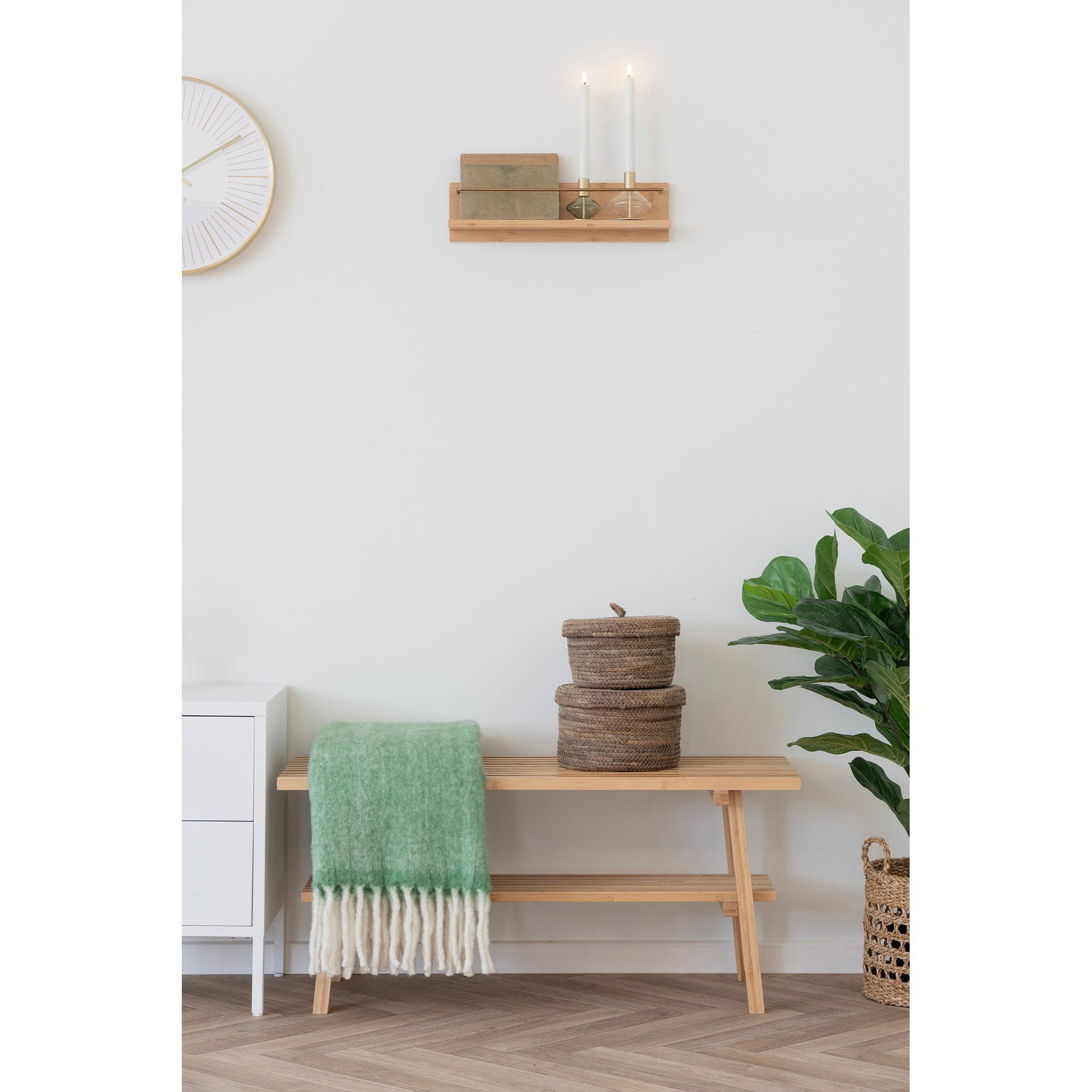 Ember Wandplank - Wandplank, bamboe, naturel 45x10x12 cm
