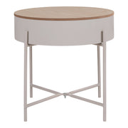 Sisco Bijzettafel - Bijzettafel, beige staal, naturel blad ø40x40 cm