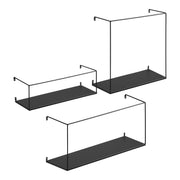 Ulmo Wandplank - wandplank, staal, zwart, set van 3
