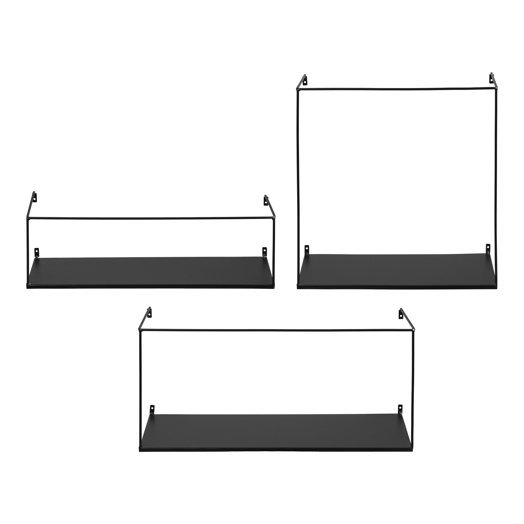Ulmo Wandplank - wandplank, staal, zwart, set van 3