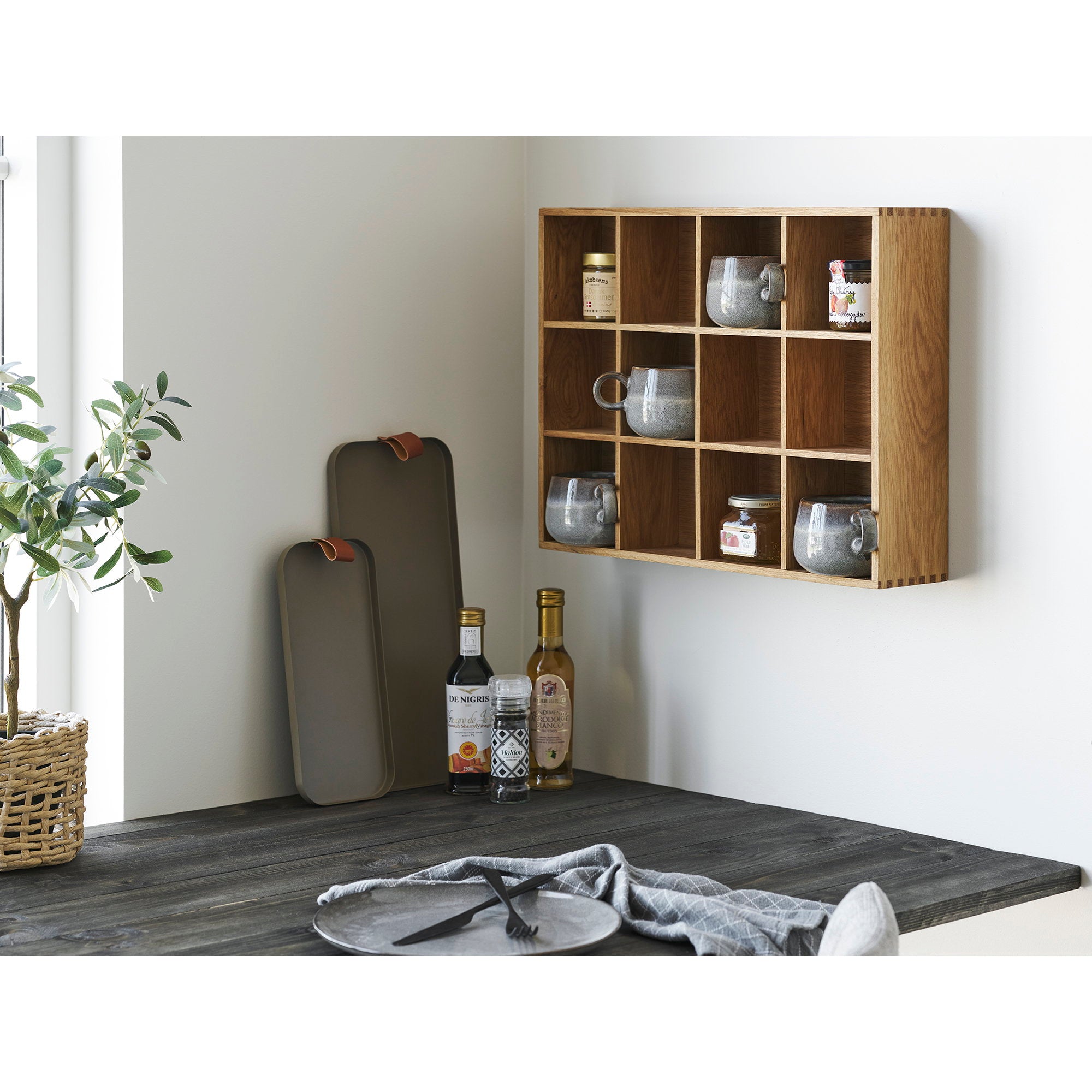 Soria Wandplank - Wandplank, eikenhout/eikenfineer, naturel 39x11x51 cm