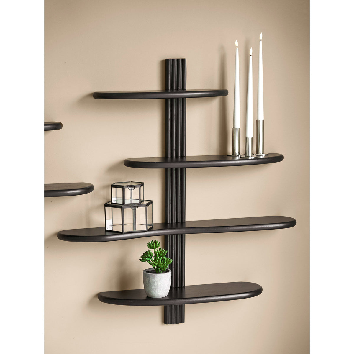 Aliano Wandplank - wandplank, eiken, zwart 80x17,5x88 cm