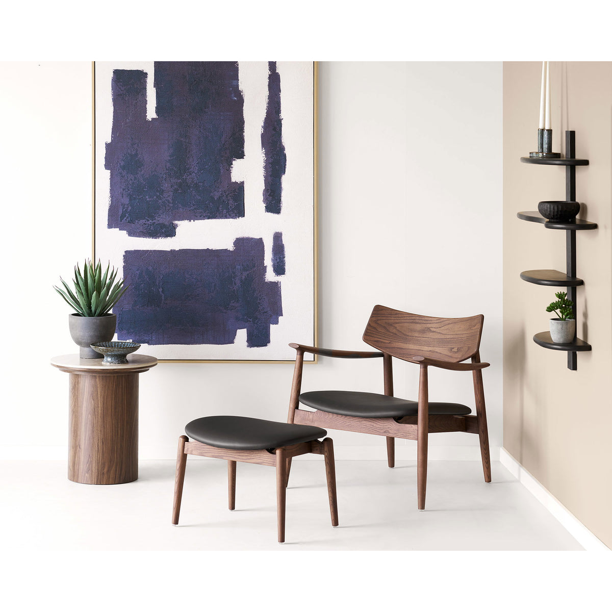 Aliano Wandplank - wandplank, eiken, zwart 80x17,5x88 cm