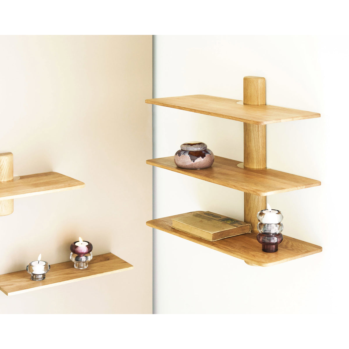 Calcata Wandplank - 3 planken, eiken, 55 x 22 x 55,5 cm